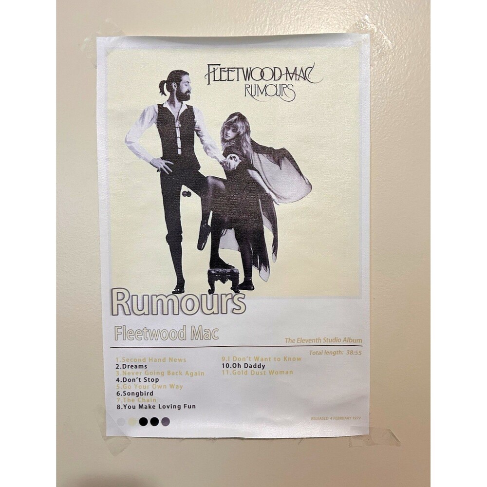 Fleetwood Mac Rumours Album Cover ClothPoster Print, Vertical Cloth, White/Black
